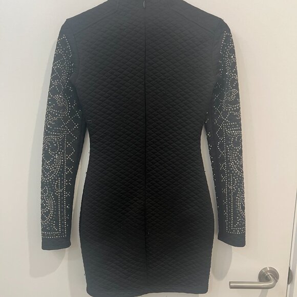 Bebe Black Studded Embellished Bodycon Mini Dress Size XS Club Going Out - Picture 6 of 9